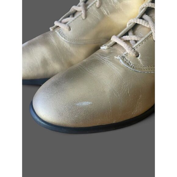 Tic Tac Toe Women’s Vintage Metallic Gold Genuine Leather Booties US 6.5 NWOT - Picture 6 of 9